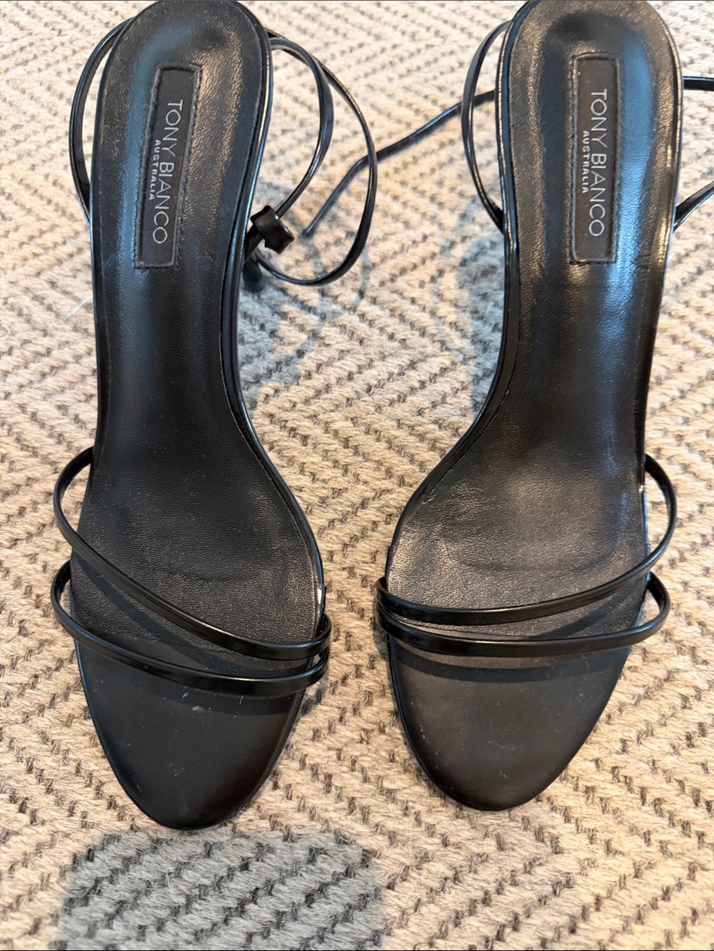 Tony Biiano Black Strappy Stiletto Heels